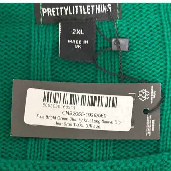 PrettyLittleThing Bright Green Crop Sweater Size XXL NEW - Picture 9 of 10
